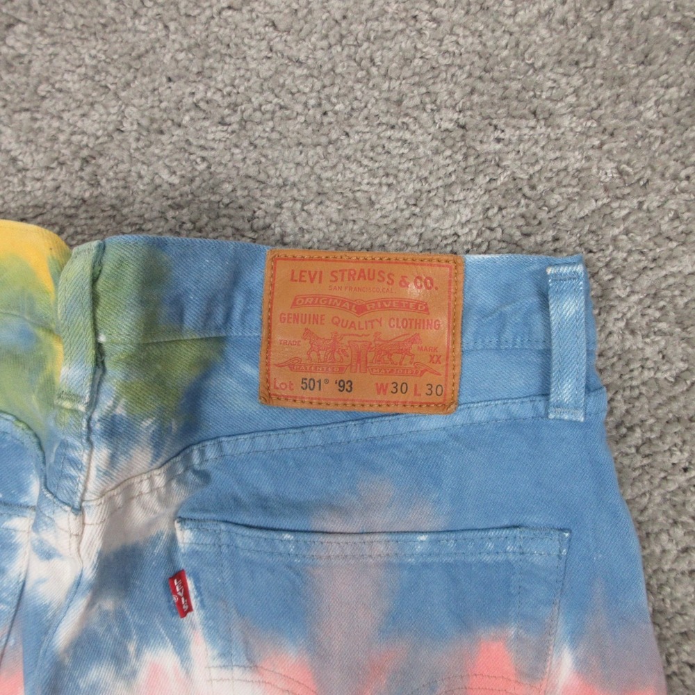 Levis Jeans Mens 30x30 Tie Dye Water Color 501 '93 Button Fly Denim Premium EUC - Picture 10 of 11